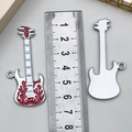 DIY colorful enamel guitar charm with flame pattern in red finish and silver back - Red Enamel White K Guitar (22346)