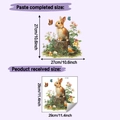 Dimensiones detalladas de los adhesivos de pared de conejo y flores para decoración hogar - 29x40cm