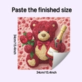 Detailed view of Rose Bear wall sticker showing 34cm dimensions and romantic floral design - Rose Teddy Bear (HY-F807) / 34x34cm