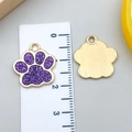 Colgantes de huella de gato brillantes en morado y dorado para joyería creativa - Huella de Animal KC Dorada con Brillo Púrpura (23322)