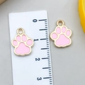 Colgante de huella rosa con purpurina en aleación dorada para joyería artesanal - 1 Pieza Huella KC Dorada Rosa Doble Cara (23315)