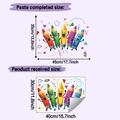 Detail showing dimensions of colorful cartoon pencil wall stickers for home decor - 30*40cm (HY-F820)