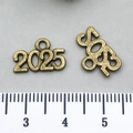 Pendentif année 2025 en bronze antique pour bijoux DIY avec règle de mesure métrique - Bronze Antique 2025