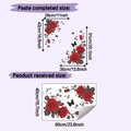Detailed dimension guide for red rose wall stickers and butterfly decals layout - 40x60cm Style (HY-E286)