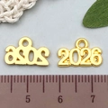 Pendentif année 2026 en métal doré poli pour la création de bijoux DIY et artisanat - Or 2026