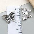 Retro Tibetan silver butterfly charm for DIY jewelry making with detailed wing textures - Heavy Craft Butterfly Style (22311) / 20x15mm