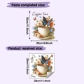 Dettaglio dell'adesivo murale tazzina da caffè acquerello dimensioni 30x25cm - 29*29cm / Motivo Floreale Tazza di Caffè (HY-F787)
