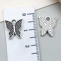 Vintage silver butterfly insect pendant charm for DIY bracelet jewelry making - Spotted Butterfly Style (22315) / 13x12mm
