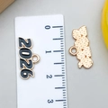 Pendentif doré chiffre 2026 en alliage émaillé pour bijoux DIY et porte-clés - KC Or Noir 2026