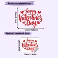 Detailansicht der Happy Valentine's Day Wandtattoo-Maße und Layout auf violettem Grund - Happy Valentine's Day Slogan (HY-F803 Transparent) / 25*29cm