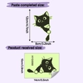 Glow in the dark cat wall sticker detail showing received size and applied size dimensions - Fluorescent Green (HYG0068绿光)