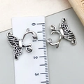 Antique silver hollow butterfly charms in vintage alloy for DIY jewelry crafting - Leaf Branch Butterfly Style (22318) / 18x18mm