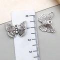 Vintage silver butterfly pendant with detailed filigree wings for jewelry making - Butterfly Style (22319) / 18x13mm