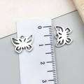 Pair of vintage hollow butterfly pendants in antique silver alloy for DIY jewelry - Butterfly Style (22320) / 12x10mm