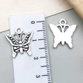 Vintage silver hollow butterfly charm pendant for DIY bracelets and necklaces jewelry - Butterfly Style (22321) / 17x15mm