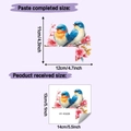 Detail showing dimensions and layout of bird floral wall stickers for switches - 13x14cm (HY-KG229)