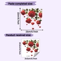 Detail of red rose and heart wall stickers showing actual product layout and dimensions - Rose Heart (HY-M527)