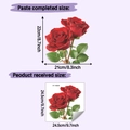 Dimensiones detalladas de los adhesivos de rosas rojas que muestran el tamaño final real - Estilo Floral de Rosa Roja (HY-M528)