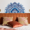 Vinilo decorativo de mandala azul sobre cabecero para decoración bohemia de dormitorio - Estilo Mandala Azul (HY-B203)