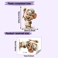 Detailed size guide for 3D chef mouse wall sticker showing layout and finish dimensions - Cartoon Chef Mouse (HY-S026) / 10*14cm