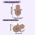 Gedetailleerd overzicht van Hamsa Hand mandala muursticker met afmetingen en productlay-out - 29x50cm / koffiekleur
