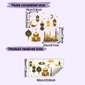 Detail showing golden Ramadan wall stickers with mosque moon and stars in 60x30cm layout - HY-B210 Multicolor / 30x60cm
