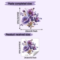 Detailed view of purple flower bathroom wall sticker with 22x22cm dimensions and serial HY-M545 - 24.5x24.5cm (HY-M545)