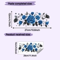 Detail view of blue rose wall stickers with butterfly accents and dimensions - Blue Rose / 14x29cm (HY-M547)