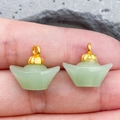 Chinese style light green faux jade yuanbao pendant with gold metal finish - Light Green Yuanbao (22204)