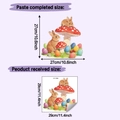 Detailed size guide for Easter wall stickers with bunny, mushroom and colorful eggs - Easter Bunny Mushroom Style (HY-F864单彩)
