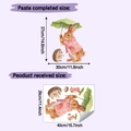 Detail of cute watercolor rabbit and hedgehog wall stickers with size dimensions for home decor - 29x40cm / Rabbit and Hedgehog Watercolor Style (HY-F858单彩)