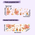 Detailed view of Easter rabbit wall sticker layout with precise size dimensions shown - Easter Rabbit And Egg Style (HY-D066)