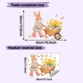 Infografica dettagliata dell'adesivo murale con coniglio pasquale e misure in cm e pollici - Stile Coniglio di Pasqua Uova (HY-F863 Multicolore)
