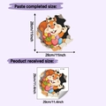 3D Easter squirrel wall sticker dimensions showing 28x28cm application size and 29x29cm sheet - 29x29cm