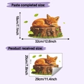 Detailed size specifications for cute sleeping fox wall sticker on tree stump - Sleeping Fox Style (HY-F853) / 20x29cm