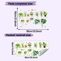 Detail showing layout dimensions and sizes for tropical potted plant wall stickers - HY-H022 / 39x90cm