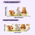 Detalle de pegatinas de pared de animales en acuarela mostrando diseño y dimensiones reales - Combinación de Animales de Dibujos Animados (HY-D067)