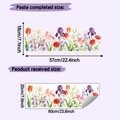 Details von Blumen-Wandstickern mit Endmaßen und dem ursprünglichen Layout-Blatt - 20x60cm (HY-F889)