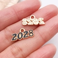 Accessoire bijoux DIY pendentif année 2028 en or KC avec détail en émail noir brillant - Noir 2028