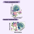 Peacock and peony wall sticker set showing 57x44cm finished size and 40x60cm original sheet - 40*60CM/HY-E299
