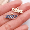 Pendentifs dorés année 2027 avec émail bleu pour la création de bijoux DIY et colliers - Bleu Royal 2027