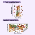 Dettaglio delle dimensioni dell'adesivo murale natalizio con leone e gatti decorativi - Stile Animali Impilati (HY-H018)