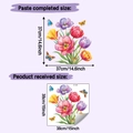 Detail showing tulip and butterfly wall sticker dimensions for home decor application - Colorful Tulip Butterfly Style (HY-F691)