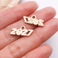 Pendentif année 2027 en émail blanc et finition dorée pour bijoux DIY et bracelets - Blanc 2027