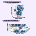 Dettaglio dell'adesivo murale con fiori blu e farfalle con dimensioni e layout di posa - 29*90cm*2pcs/HY-C091