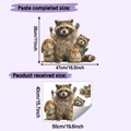Detail showing raccoon and bunny wall sticker dimensions of 38x47cm and 40x50cm sheet - 40x50cm