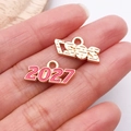 Pendentifs 2027 en alliage doré et rose pour bijoux DIY et porte-clés personnalisés - Rouge Rose 2027