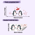 Detail view of cartoon penguin wall stickers showing product dimensions and layout - HY-F713 (20*50cm)