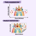 Detailed size specifications for unicorn rainbow heart wall sticker set in CM and inches - 40*60cm/HY-E272