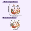 Dettagli dimensioni layout e confronto foglio adesivo murale slitta di Babbo Natale - 24*24cm (HY-M489)
